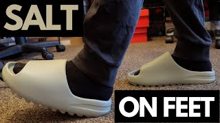 Yeezy Slide Salt Unboxing  On Feet [upl. by Pozzy]