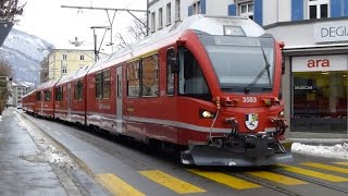 Swiss Trains Street Running in Chur [upl. by Ayit]