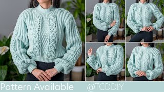 How to Crochet Cable Stitch Sweater  Pattern amp Tutorial DIY [upl. by Meedan]