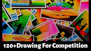 120 drawing for any art Competition  Poster drawing ideas for Competition  Drawing space [upl. by Saloma534]