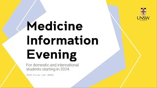 UNSW Medicine Information Evening 2023 [upl. by Yelena272]