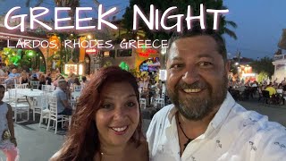 LARDOS VACATION Rhodes Greece  Traditional Greek Night Experience [upl. by Eenal]