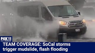 STORM WATCH Rain drenches SoCal flooding reported [upl. by Lebasile]