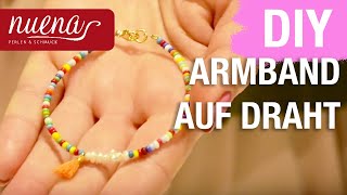 Armband selber machen  mit Verschluss aus Perlen und Rocailles  Schmuck DIY Anleitung  NUENA [upl. by Acnairb]