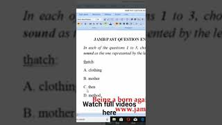 JAMB PAST QUESTION ENGLISH 2018 QUESTION 1 Oral Transcription th sound as in the thatch jamb2024 [upl. by Aloivaf886]