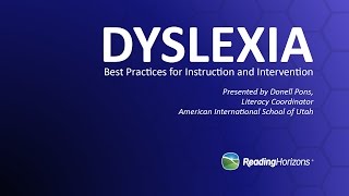 Dyslexia  Best Practices for Instruction and Intervention [upl. by Lyrradal]