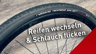 Fahrradreifen wechseln amp Schlauch flicken Hinterrad reparieren [upl. by Lebar]