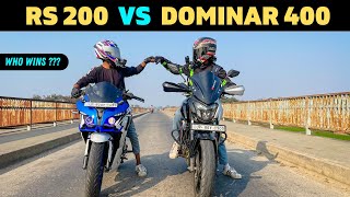 PULSAR RS 200 VS DOMINAR 400 DRAG RACE  WHO WINS [upl. by Ekeiram]