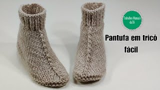 Pantufas em tricô fácil [upl. by Nesilla]