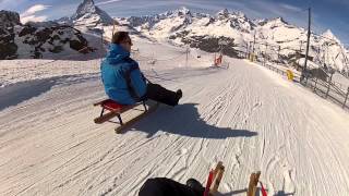 Sledging in Gornergrat Zermatt Swiss Alps [upl. by Holbrooke]