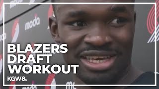 Trail Blazers draft workout Cal wing Jaylon Tyson and UCLA center Adem Bona [upl. by Yekcaj]