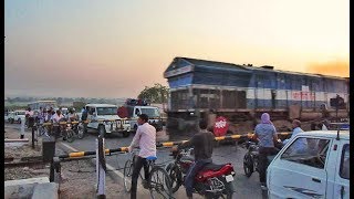 Diesel Trains at Level Crossing  Indian Railways [upl. by Ybab688]