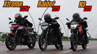 2024 Xtreme 125r vs NS125 vs Raider 125 Drag Race [upl. by Abramson]