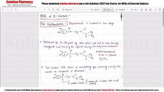 Class 22 Structure Activity Relationship SAR of Beta Receptor Blockers  Medicinal Chemistry 01 [upl. by Lenwood139]