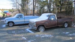 Snowy Cold Start Exhaust and Tour 1981 Ford F100 and 1986 Ford F150 [upl. by Aid]