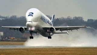 Airbus Beluga A300600ST  Takeoff at Hamburg Finkenwerder [upl. by Ayatnohs415]