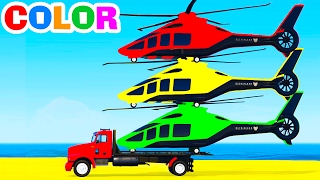 FUN HELICOPTER on Truck amp Cars Spiderman Cartoon for Children amp Colors for Kids w Nursery Rhymes [upl. by Tiffanle]