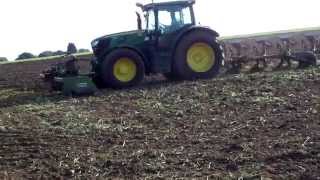 John Deere 6150R Ploughing With Front Furrow Press [upl. by Philbrook]