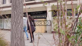 Closed Down And Boarded Up Debenhams Department Store In Nottingham UK [upl. by Sudnak782]