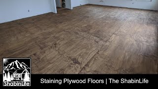 Staining Plywood Floors  Self Built Off Grid Mountain House  ShabinLife [upl. by Kristoforo768]