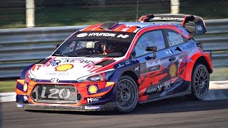 Monza Rally MASTER SHOW 2019  Sordo Neuville Mikkelsen Breen DONUTS JUMPS Hyundai i20 WRC Plus [upl. by Atikram]