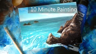 Painting the Ocean Tide Waves with Acrylics in 10 Minutes [upl. by Cobb]