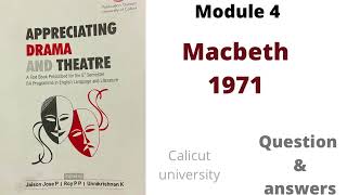 macbeth 1971 by polanski Question and answers appreciating drama and theatre Calicut university 5th [upl. by Sokairyk]