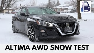 2019 Nissan Altima All Wheel Drive AWD Snow Test Drive and Review [upl. by Middendorf]