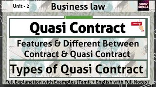 QUASI CONTRACT Features Difference between Contract amp Quasi Contract amp Types with Examples [upl. by Meagan]