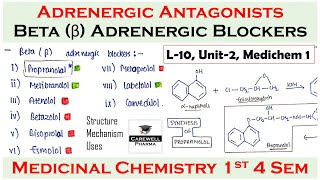 Beta Adrenergic blockers  Adrenergic Antagonist  Synthesis of Propranolol  L10 U2  Medichem 1 [upl. by Cirdes960]