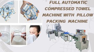 compressed towel machine with pillow type packing machine [upl. by Ttirrej]