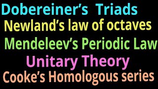 Dobereiners Triads  Newlands law of octaves  Mendeleevs periodic table and its significance [upl. by Kampmann]