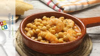 Garbanzos con langostinos  Recetas fáciles [upl. by Chap502]