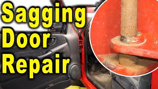 How to Replace Door Hinge Pin amp Bushing  Fix Sagging Door [upl. by Alda378]