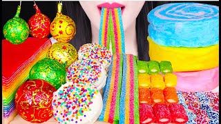 ASMR RAINBOW DESSERTS COTTON CANDY BELL CHOCOLATE JELLY BELT CHOCOLATE 무지개 솜사탕 먹방 JANE ASMR 제인 [upl. by Rida]