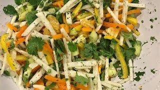 Easy Refreshing Sweet and Spicy Jicama Salad Vegan Recipe [upl. by Yecaj]