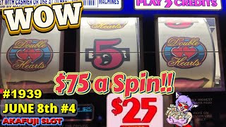 Jackpot🤩 Double Hearts Slot Machine Max Bet 75 at Pala Casino Old School Slot Jackpot [upl. by Vivianna]