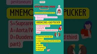 HOW TO REMEMBER🧠 retroperitoneal organs EASY MNEMONIC📚 [upl. by Agbogla]