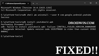 Fix ADB Failed to Install APK Failure INSTALL FAILED VERSION DOWNGRADE [upl. by Odiug]