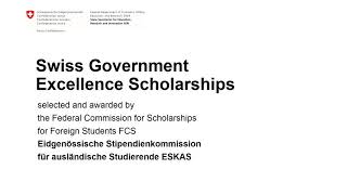 001 Swiss Government Excellence Scholarships  One Minute Intro [upl. by Ingemar]