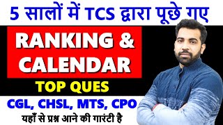 Ranking amp Calendar top questions asked by TCS 2018  2023 in SSC CGL CHSL CPO and MTS with PDF [upl. by Wainwright]