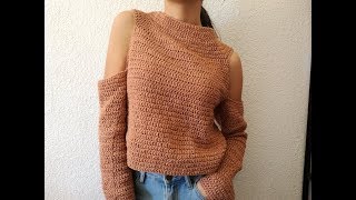 SUETER CON HOMBROS DESCUBIERTOS Tejido a Crochet [upl. by Neall642]