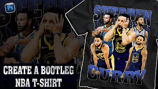 How to create a 90s vintage bootleg NBA tshirt design  PHOTOSHOP TUTORIAL Drake 2024 [upl. by Aalst]