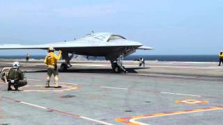 X47B Completes First Carrierbased Arrested Landing [upl. by Elleunamme883]