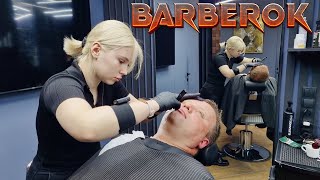 ASMR LADY BARBER 💈 Marilyn Monroe or Scarlett Johansson🍑 Who Does Our Barber Nastya Look Like🪒 [upl. by Ellenehc]