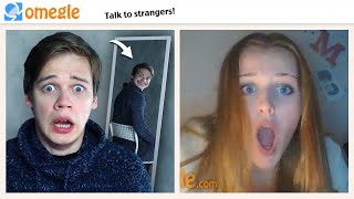 My reflection is moving BY SELF  OMEGLE PRANK [upl. by Ytsenoh]