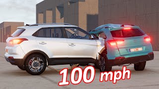 Hyundai Creta high speed car crash slow motion video [upl. by Kcirredal]