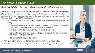 Webinar – Asking for a Friend ERISA Fiduciary Edition [upl. by Thetis870]