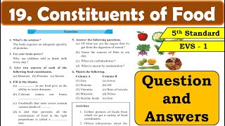 19 Constituents of Food  Question Answers  5th standard  Environmental Studies Part 1 [upl. by Noruq]