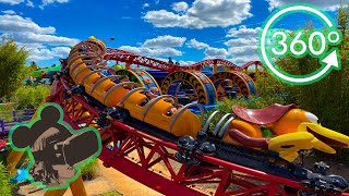 360º Ride on Slinky Dog Dash Rollercoaster at Disneys Hollywood Studios [upl. by Enerehs]